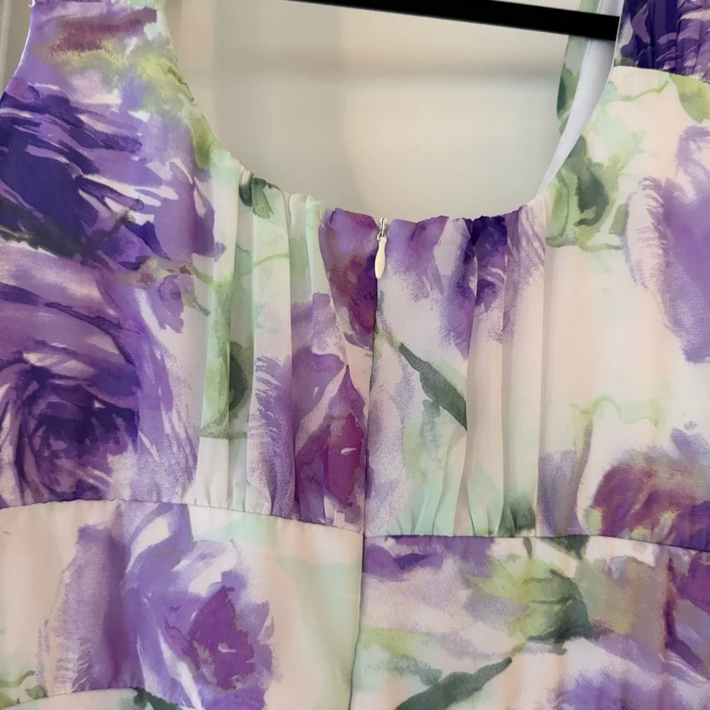 NWOT Connected Apparel Purple White Floral Midi Sundress Sleeveless size 10 - Picture 6 of 10